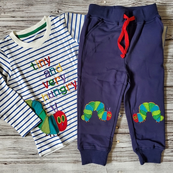 Eric Carle The Very Hungry Caterpillar Embroidered T-Shirt and Pants Set NWT - Picture 7 of 16